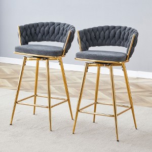 NicBex Swivel Bar Stools Set of 2/4,Linen Counter Height Bar Chairs with MetalLegs,Adjustable Foot Pads,Bar Chair for Kitchen Island,Cafe,Home Bar - 1 of 4