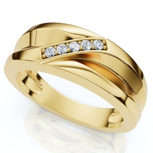 Pompeii3 Men's Diamond Wedding Ring Lab Created 10k Gold - 1 of 4