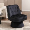 Beautyolove Black Velvet Upholstered Button Tufted Swivel Barrel Chair Accent Chair with Solid Wood Frame - 3 of 4