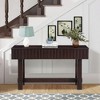 TiramisuBest 52" Mid-Century Farmhouse Sofa Table,Espresso Console Table with Storage Drawers & Wood Legs for Entryway, Living, or Hallway - 2 of 4