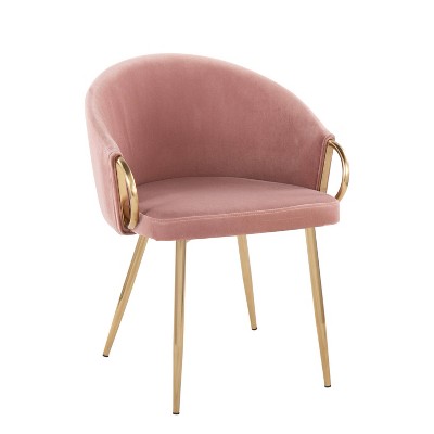 Claire Pink Velvet Metal Dining Chair Set