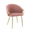Set of 2 Claire Dining Chairs Gold/Blush - LumiSource: Velvet Upholstery, Metal Legs, Foam Filled - 2 of 4