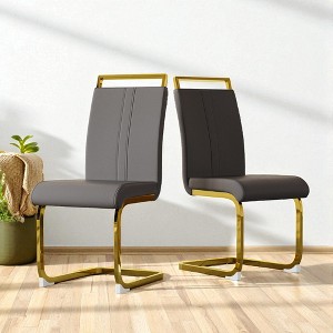 Mshliw Set of 2 PU Leather Upholstered Dining Chairs with High Backrest, Foam Cushion and Office Chairs for Kitchen, Dining or Office - 1 of 4