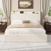 Full Size Boucle Bed Frame with Storage Headboard, Charging Station and LED Lights, No Box Spring Needed, 4 Storage Drawers - 3 of 4