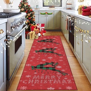 Christmas 2x3 Rug with Snow Reindeer Area Rugs for Living Room Soft Low Pile - 1 of 4