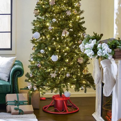 Red Metal Rotating Stand for Artificial Christmas Trees up to 9 Feet