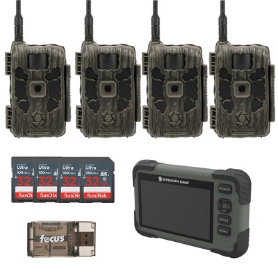 Stealth Cam 40MP Deceptor Max Cellular Trail Camera with Card Viewer 32GB Memory Cards and Card Reader(4 Pack)