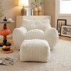 Bean Bag Chair Modern with Footstool and Armrests for Living Room Lounge 27.5"W-3irtyhousy - 2 of 4