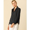 INSPIRE CHIC Women's Elegant V Neck Long Sleeve Office Work Satin Shirt - 4 of 4