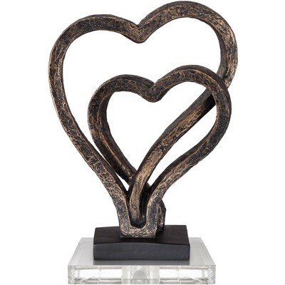 Interlocking Hearts Sculpture With 7" Square Acrylic Riser