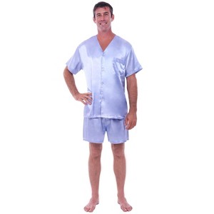 ADR Mens Satin Pajamas, Short V-Neck Pj Set - 1 of 3