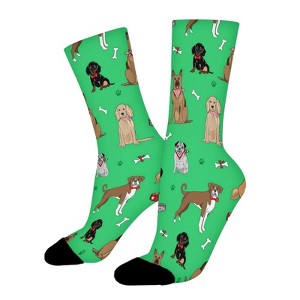 Dog With Paw And Bone Women Printed Crew Socks Funny Funky Socks Soft Polyester Novelty Gifts for Artists Men - 1 of 1