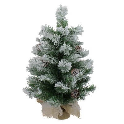 Northlight 2 FT Flocked Pine Artificial Christmas Tree in Burlap Base - Unlit