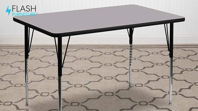 Flash Furniture 24''W x 48''L Rectangular Thermal Laminate Activity Table - Standard Height Adjustable Legs, 2 of 4, play video