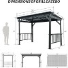 PAGED Aluminum BBQ Outdoor Gazebo Metal Frame with Shelves Serving Tables, Permanent Double Roof Hard top Gazebos - 3 of 4