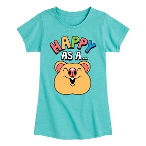 Girls' - Instant Message - Happy As A Quokka Fitted Short Sleeve Graphic T-Shirt - 1 of 4