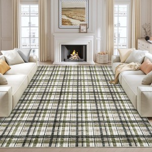 Modern Machine Washable Area Rugs 8x10 Large Living Room Rug Non-Slip Rug for Bedroom Ultra Soft Stain Resistant Carpet Thin Tartan Throw Rug - 1 of 4