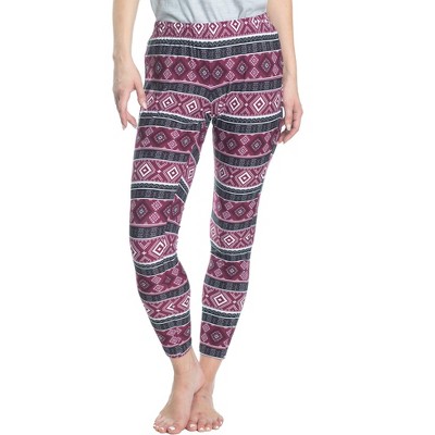 Muk Luks Dream Knit Pajama Leggings Set Of 2, Spiced Fairisle, Extra Large  : Target