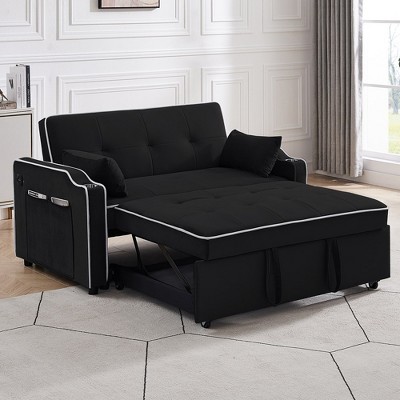 Convertible Sofa Bed With Side Storage Pocket 105° To 180° Adjustable Backrest Max 550lbs Load Capacity Multi-Functional Sleeper Couch