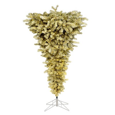 Vickerman Champagne Upside Down Artificial Christmas Tree PreLit