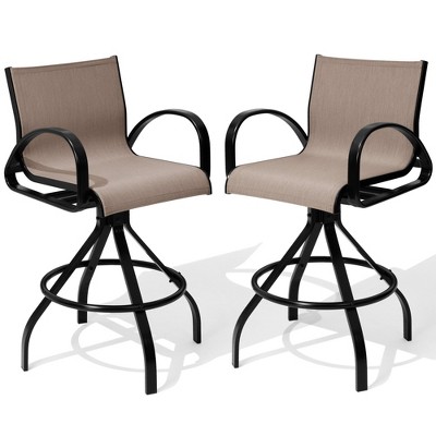 Crestlive Products 28.94" Outdoor Bar Stools Aluminum Bar Stools With Sunbrella Fabric  Set of 2