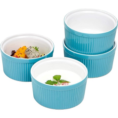 Bruntmor 272 Oz Mini Cocotte Ceramic Ramekins For Baking, Teal