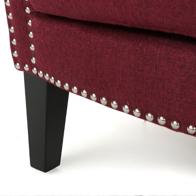Wine Handcrafted Wood Studded Accent Chair