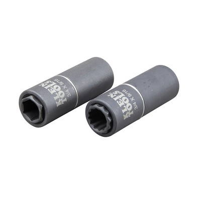 Klein Tools 66001 2-In-1 12 Point 3/4 in./ 9/16 in. Impact Socket