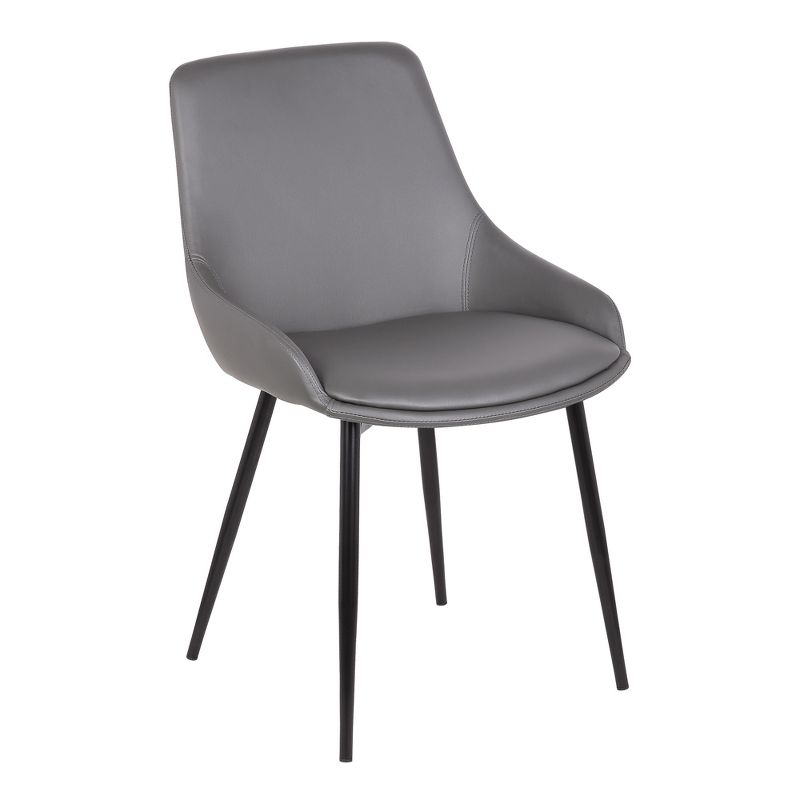 Mia Contemporary Dining Chair in Gray Faux Leather with Black Powder Coated Metal Legs - Armen Living, 1 of 9