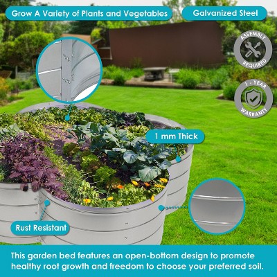 Silver Galvanized Steel 4-Leaf Clover Raised Garden Bed