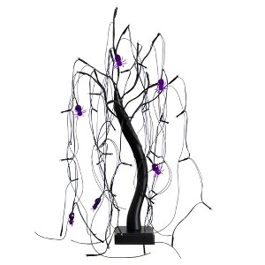 Nearly Natural 2-ft Pre-Lit Halloween Artificial Black Spooky Spider Willow Tree with 60 Orange & Purple LED Lights - 1 of 1