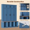 Farmhouse Hall Tree Bench with 4 Tall Hanging Cabinets, Hidden Hooks & Open Cubbies, 59"W × 15.7"D × 75"H Entryway Organizer-3irtyhousy - 3 of 4