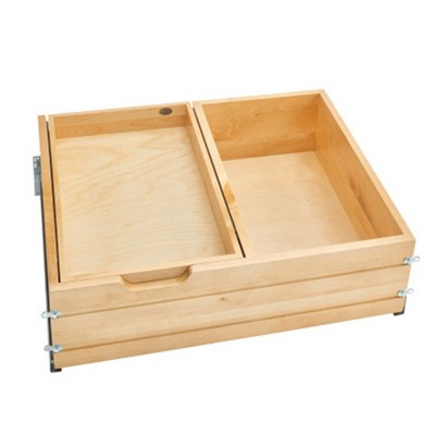 Rev-A-Shelf Kitchen Utensil & Cutlery Pullout Drawer Tray Organizer with Blumotion Soft Close Slides, Wood