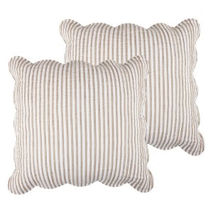 Martha Stripe Taupe Euro Sham Set of 2 - Levtex Home - 1 of 4