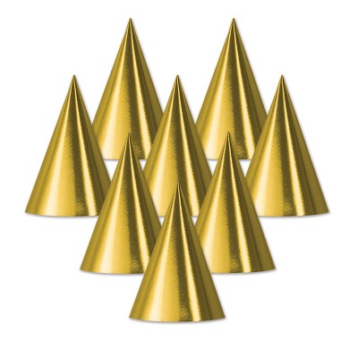 Beistle Foil Cone Hat, 6.5", (48/Pkg) Gold