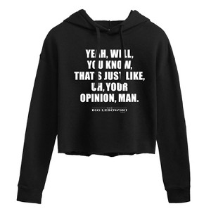 Women's - The Big Lebowski - That's Just Like, Uh, Your Opinion Cropped Graphic Hoodie - 1 of 3