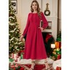 INSPIRE CHIC Women's Elegant Frilled Crewneck Midi Long Sleeve Pleated A-Line Flowy Dress with Pockets - 2 of 4
