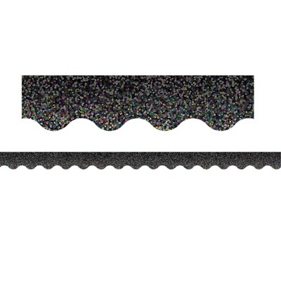Teacher Created Resources Black Sparkle Scalloped Border Trim, 35 Feet (Pack of 6)