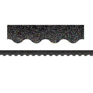Teacher Created Resources Black Sparkle Scalloped Border Trim, 35 Feet (Pack of 6) - 1 of 1