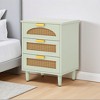 Resenkos Elegant Wood Nightstand, 20" Side Cabinet With 3 Drawers, Space-Saving Storage For Bedroom, Green - 3 of 4
