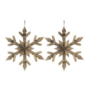 SEVOBAL Party Decorations and Accessories Set of 2 Large Fir Wood Snowflake Ornaments for Christmas Tree Holiday Display, Brown, 22"*22"*2" - 1 of 4