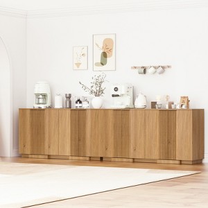 Brafabhome Curved Buffet Cabinet with Storage, Accent Sideboard Credenza with Fluted Door and Adjustable Shelves, Modern Living Room Media Console - 1 of 4