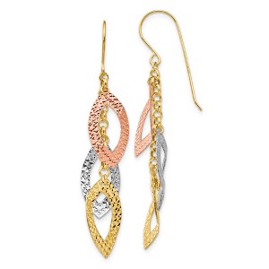 Black Bow Jewelry Tri Color Diamond Cut Dangle Earrings in 14k Gold - 1 of 4