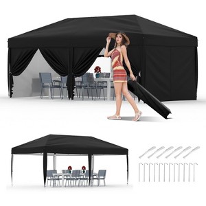 10x20FT Pop Up Canopy Tent, Folding Tent Shelter with 6 Removable Sidewalls, Easy Setup Outdoor Canopy, Height Adjustable Shelter Gazebos - 1 of 4