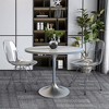 LeisureMod Verve 36" Round Dining Table - Modern Resin Top with Brushed Chrome Pedestal Base Accent Table for Contemporary Dining and Kitchen Room - 3 of 4