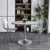 LeisureMod Dining Table with a Round White Resin Tabletop and Brushed Chrome Stainless Steel Pedestal Base Verve Collection - image 3 of 4