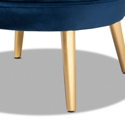 Baptiste Navy Blue Velvet Upholstered Wood Accent Chair