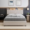 King Size Bed Frame with Storage Headboard, Charging Station, Upholstered Platform with Drawers, Sturdy Wooden Slats, No Box Spring, Light Grey - 4 of 4