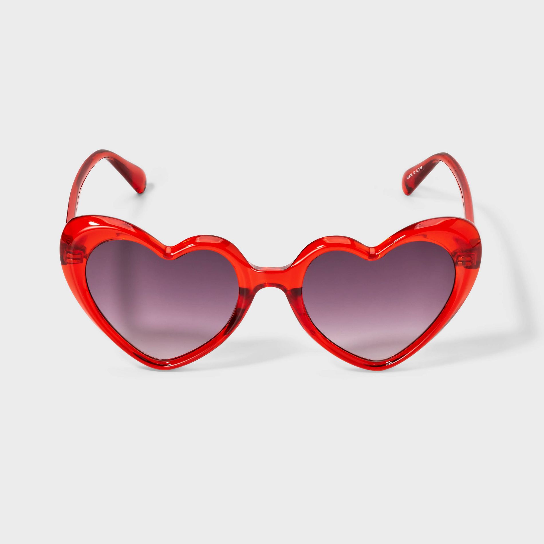 Women's Shiny Plastic Heart Shaped Sunglasses with Purple Gradient Lenses - Wild Fable™ Red