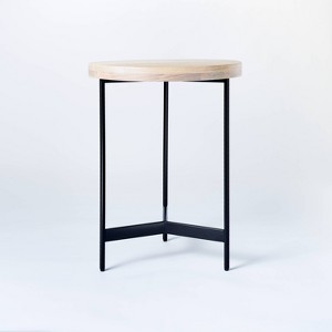 Villa Park Round Wooden End Table Brown - Threshold™ designed with Studio McGee - 1 of 4